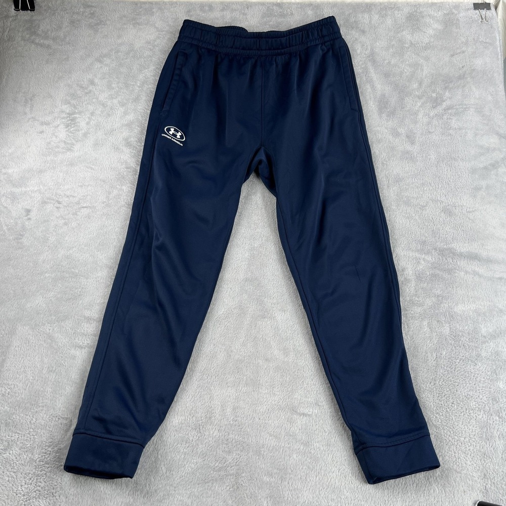 Under Armour Mens LG Fitted Joggers Navy Blue Athletic Gym Track Pants Tapered